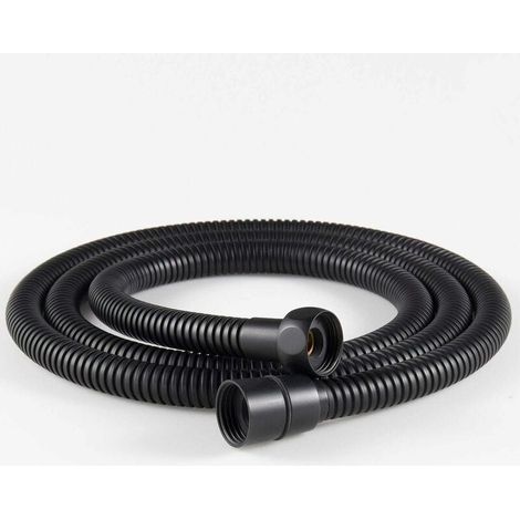Tubo flessibile per doccia in acciaio inossidabile da 1,5 m, 1 pezzo, raccordi in ottone, tubo flessibile per soffione doccia antitorsione, tubo flessibile per doccia - Nero (1/4)
