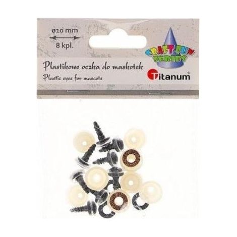 Ojos de plástico para mascotas de 10 mm con soporte (8 unidades)