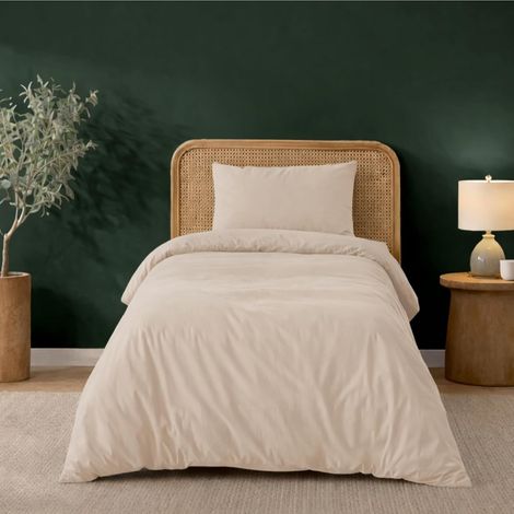 Housse De Couette 135x200 cm avec 1 Taie Oreiller 50x70 cm, Beige - Parure de Lit 135x200 en Microfibre - Oeko-Tex (1/5)