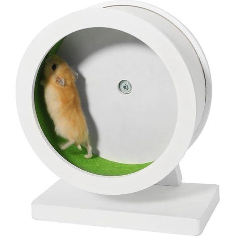 HOXILEELEORoue de Hamster verte de 6.0 pouces,roue d'exercice d'entraînement silencieuse en bois,roue rotative assez courante,verte, petite (1/5)