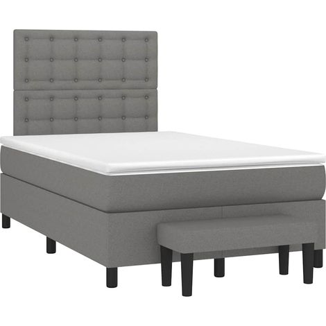 vidaXL Letto con testiera regolabile - Giroletto a Molle con Materasso Grigio Scuro 120x190cm Tessuto (1/5)