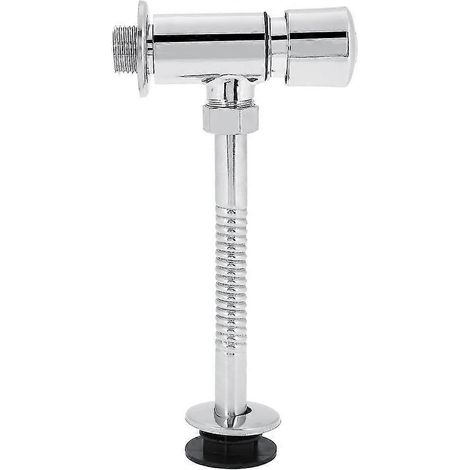 Robinet de chasse d'eau double en alliage de zinc durable, à pression manuelle, pour WC apparent, finition chromée polie, idéal pour la maison et l'hôtel. (1/5)