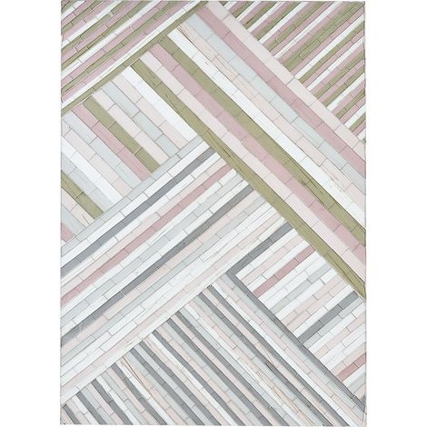 Decoración de pared de vidrio multicolor 50 x 70 cm patrón a rayas mosaico Tembesi