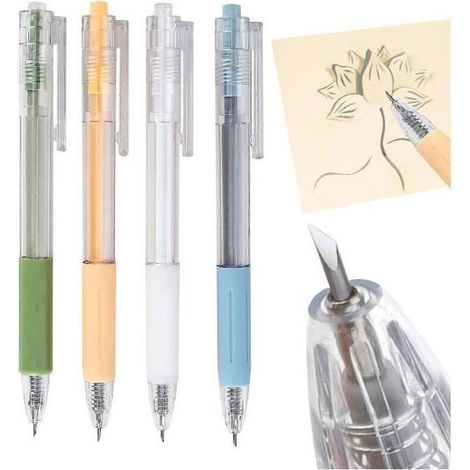 Mini couteau,Cutter de bricolage,Mini stylo cutter,Outils de coupe papier artisanat étudiant,Étudiant Stylo À Couteau (1/4)