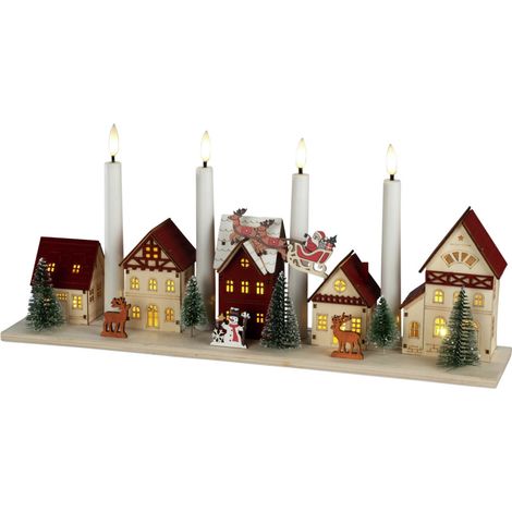 Konstsmide LED-Holzsilhouette Miniaturhäuser batteriebetrieben mit Timer 47 x 20,5 cm warmweiß (1/3)