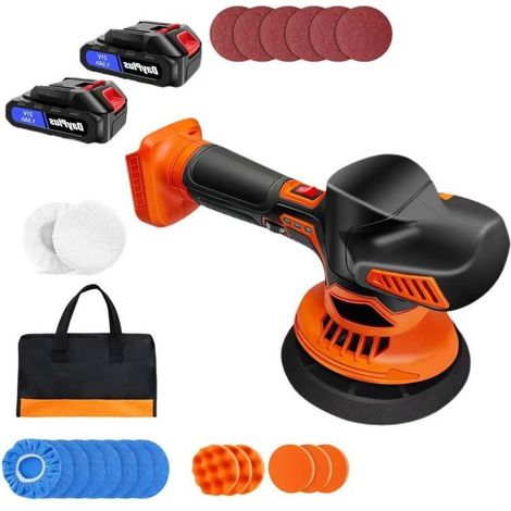 kit di tamponi e lucidatori per auto 6 pollici, 6 batterie a velocità variabile, 2  21V 2.0AH batterie Poliber senza fili