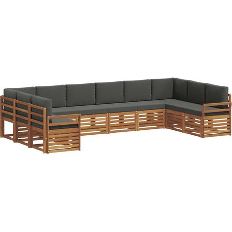 Conjunto de sofás de exterior 10 uds. Natural y Antracita vidaXL (1/5)