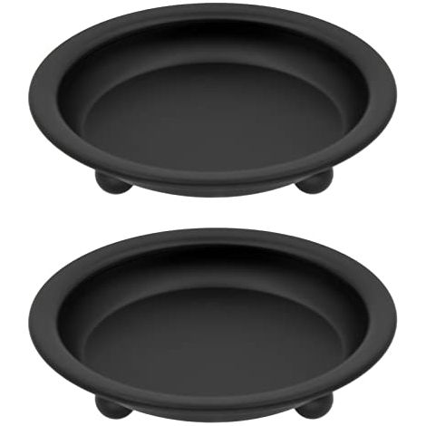 Set di 2 portacandele in ferro nero opaco a forma di piattino per candele a colonna/profumate/senza fiamma/a sfera, portacandele decorativo per centrotavola, nero