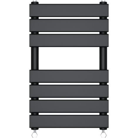Bathroom Flat Panel Heated Towel Rail Radiator Central Heating 650x400mm Black (1/3)