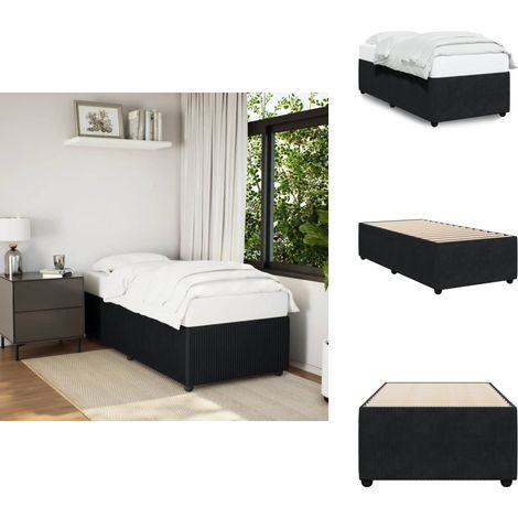 Bettgestell Schwarz 80x200 cm Samt - Samtbett - Doppelbett - Boxspringbetten - Schwarzes Bett - Schlafzimmer Dekoration (1/5)