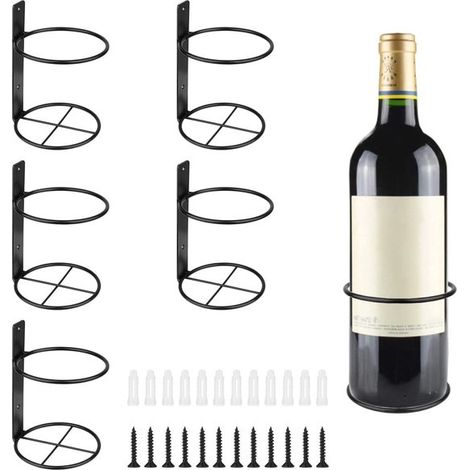 Portabottiglie da parete, contenitore per vino e decorazione murale, confezione da 6 pezzi in metallo (1/5)