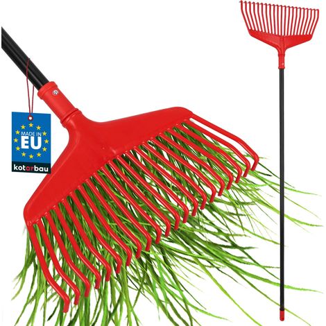 KOTARBAU® Rateau À Feuilles - Plastique - 38 cm - avec Manche en Aluminium - Extra-Click - Rateau Jardin - Ramasse Feuilles - Léger - Rouge & Noir - Ergonomique (1/5)