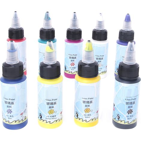 9 Couleurs Peinture Acrylique Pigment pour Art DIY Fournitures Dessin Verre A7009 (1/5)