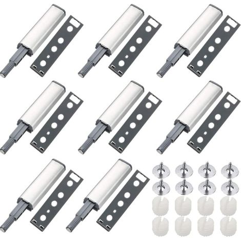 Push to Open Aimant Porte Placard 8 Pièces Métal Loquet Magnetique Push Open Poussoir Placard Fermeture Magnétiques pour Armoire Systeme Push to Open Amortisseur Tiroir (1/4)