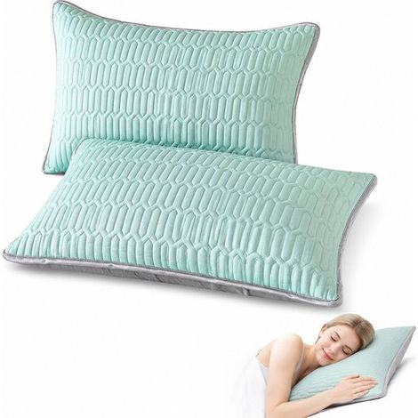 Taies d'oreiller rafraîchissantes, lot de 2, double face respirante, avec fermeture éclair cachée, pour dormeurs ayant chaud, vert fruit (1/5)