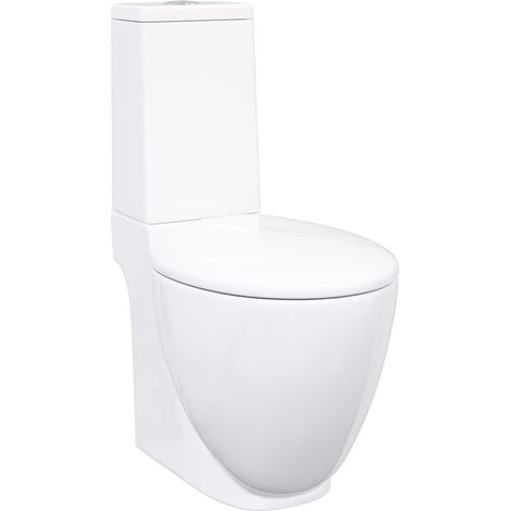 Toilette en céramique écoulement d'eau à l'arrière blanc