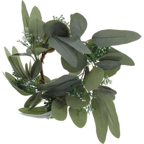 Couronne de bougie en forme de feuilles d'eucalyptus, design compatible avec les décorations de fête, fabrication artisanale, lot de 1 (1/5)