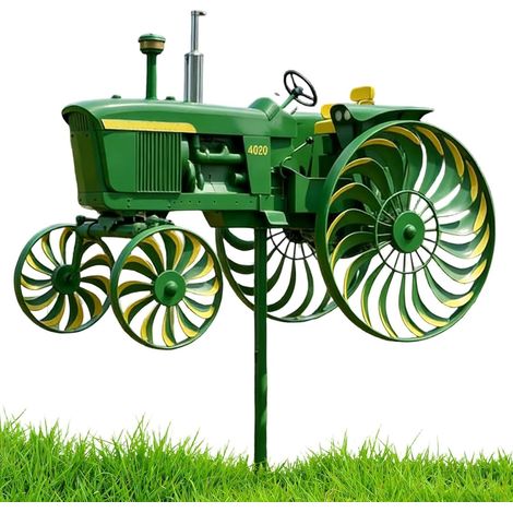 Traktor Windspiel Bewegungskunst Windskulptur für den