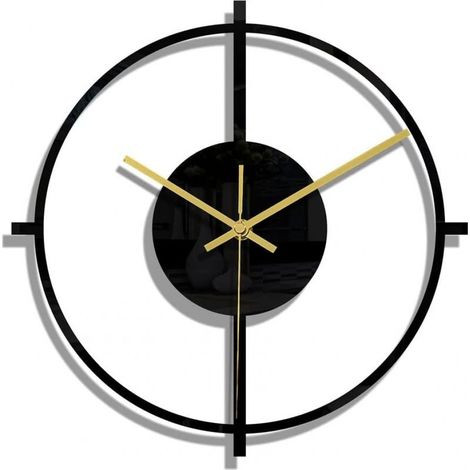 Horloge Murale à Cadre Rond Noir DIY Silencieuse Design Moderne Pendules murales Convient pour la Décoration d'art de Bureau de Salon de Chambre à Coucher (1/5)