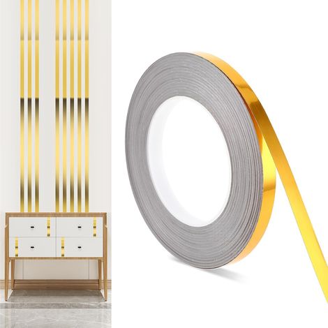 Ruban adhésif métallisé doré avec film polyester Mylar, décoration murale autocollante avec finition brillante semblable à un miroir pour projets de bricolage, arts graphiques décoratifs, 50 m (1/5)