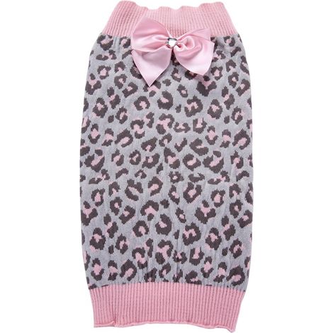 1 pull pour animaux de compagnie, imprimé léopard, nœud papillon, matière douce, adapté chiens et ours en peluche (1/5)