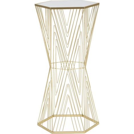 Tavolino consolle Lines 6 glam in ferro e specchio oro 40x35x80 cm