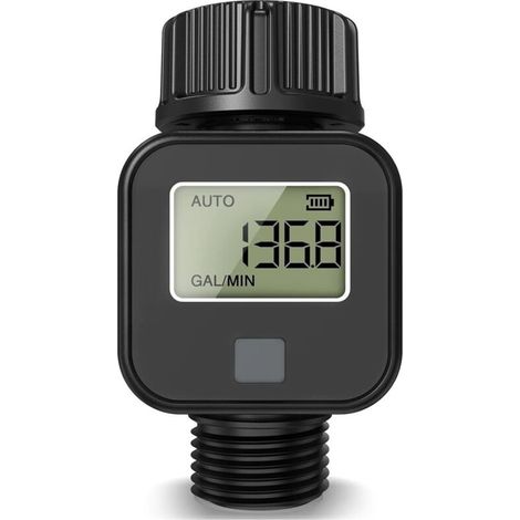 Compteur d'eau numérique haute précision IPX6 – Mesure débit 1-45,5 L/min – Affichage LCD – Installation sans outil pour tuyau d'arrosage - SGS05-G (1/4)