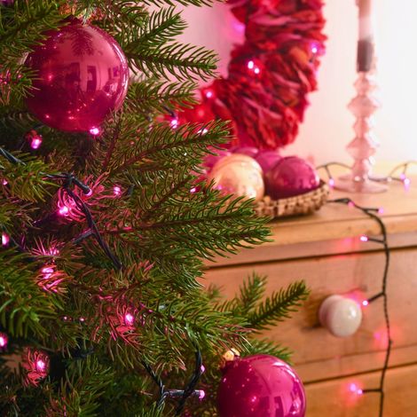 Guirlande lumineuse de Noël 128 LED rose 8 m câble vert (1/3)