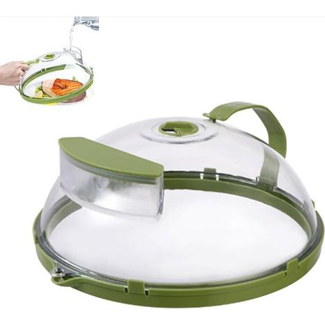Couvercle pour micro-ondes transparent - 12 pouces - Anti-éclaboussures - Fonction vapeur - Protection des aliments - Usage quotidien en cuisine (1/5)