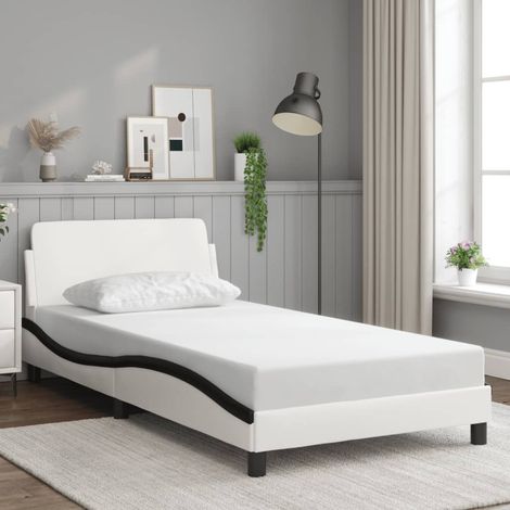 Estructura de cama Dover cuero sintético blanco Negro 100x200 cm vidaXL (1/5)