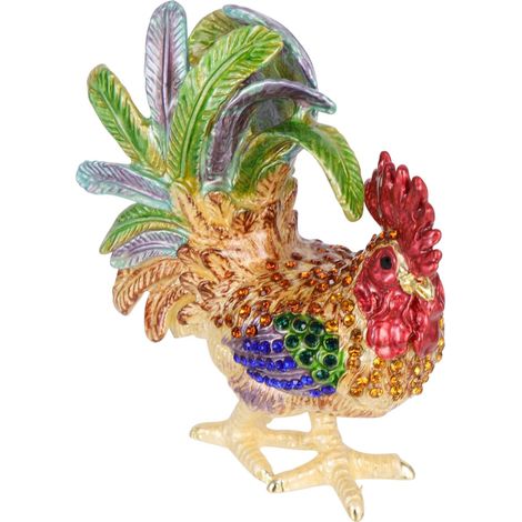 Coffret à Bijoux Forme De Coq Boîte De Rangement Pour Bijoux Animal Décoration De Bureau Forme De Coq (1/5)
