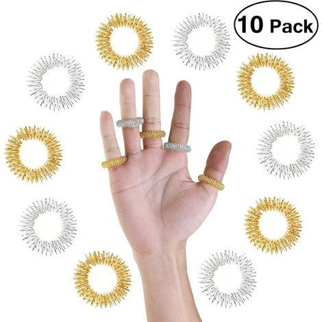 Ensemble de 12 anneaux de massage, anneaux sensoriels à picots pour les doigts, anneaux d'acupression, ensemble d'anneaux de massage à picots pour les doigts, anneaux de massage anti-stress pour les d (1/5)
