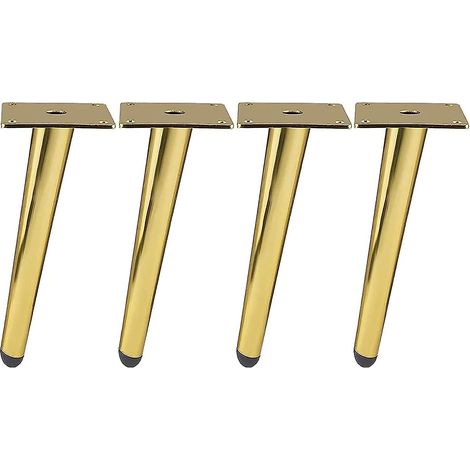 Pieds de meubles inclinés en métal doré de 15 cm, lot de 4 - pour canapés, tables, armoires (1/5)