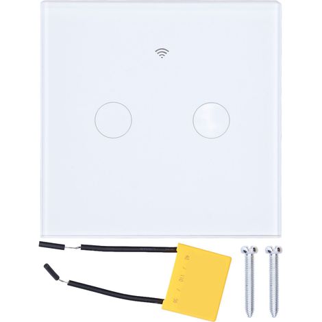 Interrupteur Murale Intelligent WiFi Compatible TUYA, 2 Voies Filaire Unique 80‑260VAC Blanc Norme UE (1/5)