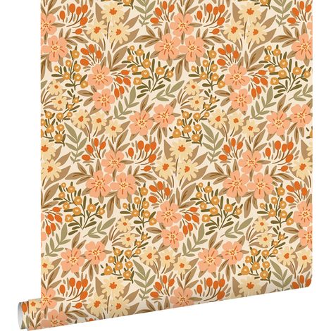 papier peint fleurs terracotta - ESTAhome (1/5)