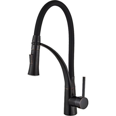robinet Noir De Cuisine Flexible Mitigeur Vier Avec Douchette Extractible Rotatif  360 Froid Et Chaud Disponible