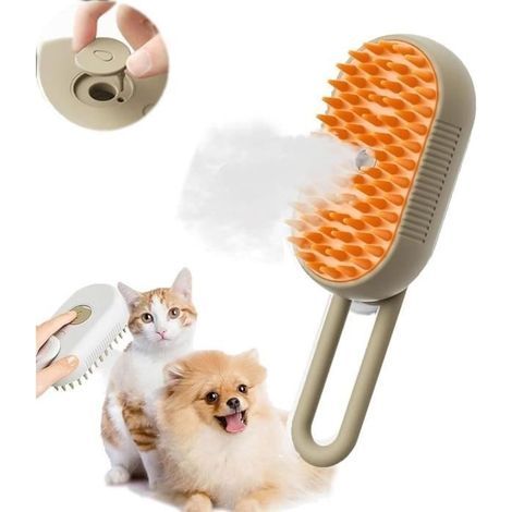 Katzenbürste – 3-in-1-Dampfbürste für Katzen, selbstreinigende Dampfbürste, multifunktionale Katzenpflegebürste (1/4)