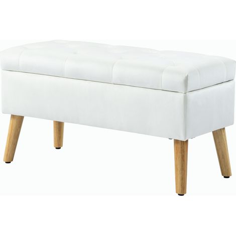 Banquette capitonnée avec rangement 80x35x42 cm blanche