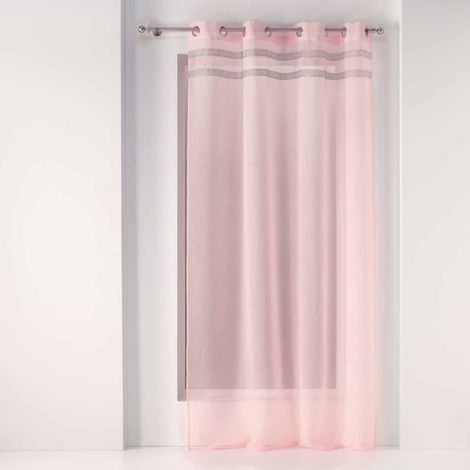 Rideau Voilage à Œillets "Satinela" 140x240cm Rose (1/5)