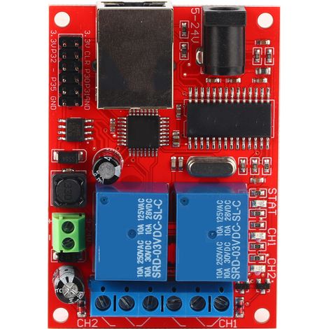Module de Commande LAN Ethernet, Carte Relais 2 Voies Haute Qualité, Interrupteur à Temporisation DC 5V-24V (1/5)