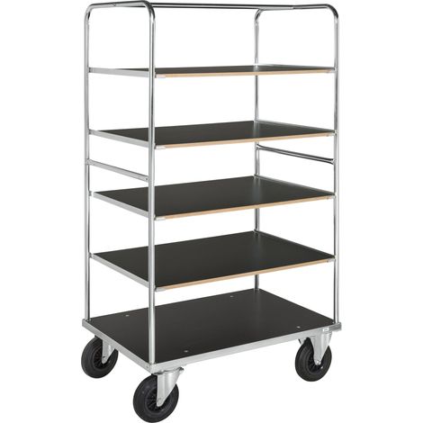 Kongamek Multi-Etagenwagen, verzinkt 1000x700x1800mm mit 5 Etagen, Gummibereifung ohne Bremse