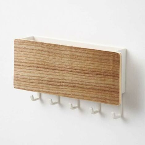 Armoire à clés,Porte-courrier en bois et crochet pour boîte à clés porte-clés porte-courrier mural en bois non poreux 5 croc (1/4)