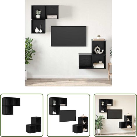 Wandregal - TV-Schrankset 4 pcs Schwarz Eichen-Optik Holzwerkstoff (1/5)