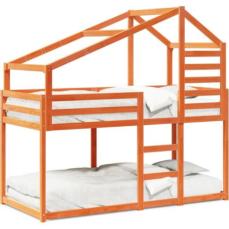 Maison Exclusive - Etagenbett mit Dach Wachsbraun 90x200 cm Massi