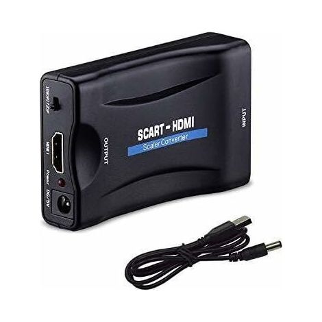 Péritel vers HDMI Adaptateur,1080p HD Convertisseur Scart vers HDMI Compatible pour NTSC PAL pour Sky HD Blu Ray PS3 TV VCR VHS, etc. (1/5)
