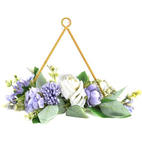 Couronne De Fleurs Artificielles En Métal Et Soie - Décoration Pour Mariage Et Cérémonie - Forme Triangle - Lot De 1 (1/5)