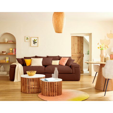 Sergio - 3-sizter sofa - tiefe sitzfläche - aus stoff - terrakotta