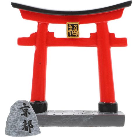 Décoration d'Aquarium Portail Torii Japonais Miniature Décor de Bassin d'Ornement de Poisson en Résine Statuette Traditionnelle pour Paysage de Bonsaï Miniature Jardin Maison