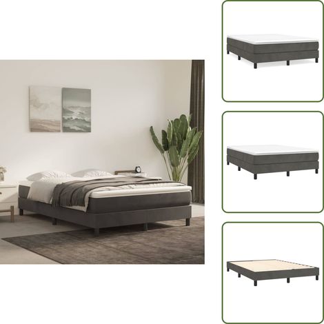 Bettgestell ohne Matratze Dunkelgrau 140x190 cm Samt - Samtbettwäsche - Doppelbett - Boxspringbett - Lattenrost - Schlafzimmer Dekoration (1/5)