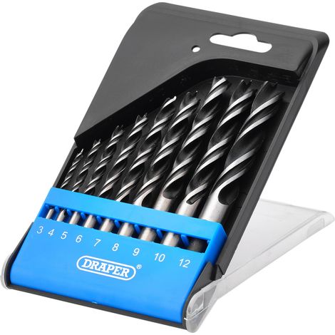 Draper 9-Piece Brad Point Drill Bit Set (Model 12426) for Precise Woodworking and Drilling Tasks